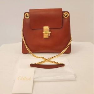 Chloe Annie - Calfskin, Medium, Shoulder Bag Whiskey
